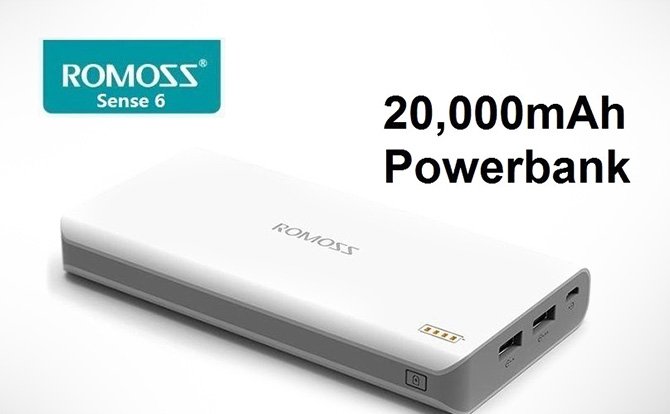 Romoss Sense 6 Plus Powerbank Real 20,000Mah